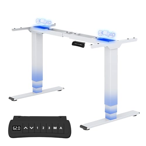 FLEXISPOT Höhenverstellbarer Schreibtisch Elektrisch Tischgestell mit 2 starken Motoren, Super Belastung 160KG, 3-Fach-Teleskop, Memory-Steuerung, LED Höhenanzeige (PRO Weiß)