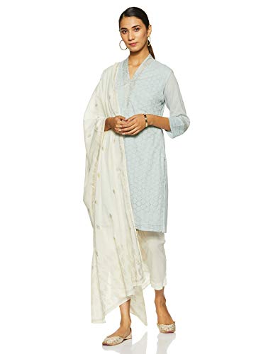 Biba Women’S Cotton Salwar Suit Set (Skd640338_Sky Blue_Xl (38))