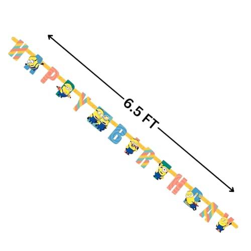 Despicable Me 'Happy Birthday' Multicolor Jointed Banner, 6.50" (1 Count) - Perfect for Indoor & Outdoor Celebrations