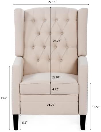 Miniatura 2 de i-POOK Silla reclinable de 27 pulgadas de ancho, silla reclinable manual con ribete de clavo y patas de abedul, sofá individual copetudo para el