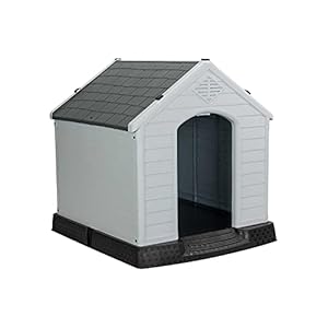 THINIA HOME Caseta para Perros Pequeños Dimensiones 66,5×73,6x71cm | Caseta de Plástico 100% Reciclable y Ecológico | Caseta Mascota Exterior e Interior