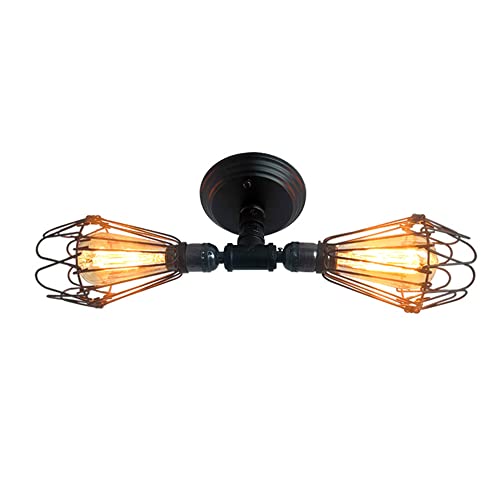 SXSGSM Lustre Moderne 2 lumières plafonniers Semi-encastrés industriels E26 plafonnier Applique Murale luminaire à Double Usage pour Salon, Chambre, Salle à Manger, Ferme The New