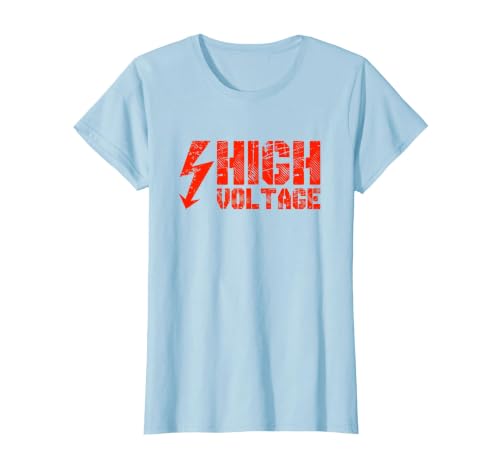Danger Warning Electricity | High Voltage Helloween Costume T-Shirt, Women, Baby Blue, XX-Large