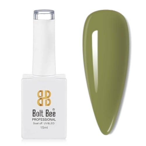 Image of Bolt Bee Olive Green Color Gel Nail Polish Soak Off UV Gel DIY at Home Manicure Salon Nail Art (163, 15ml)