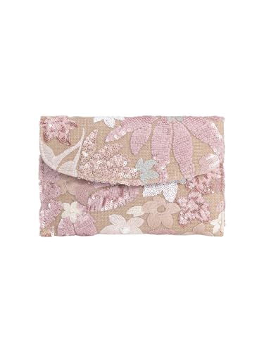 Verdusa Womens Floral Embroidery Sequin Evening Beaded Clutch Bags 2026 Party Purses Light Pink One Size