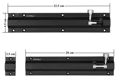 Image of Plantex Stainless Steel 8-inch Tower Bolt /Tower Bolt for Home,Offices Doors and Windows /Tower Bolt for Main Door /Wardrobe Door Latch /Kundi /Chitakini /Door Latch for Windows (Black Finish, Pack of 6)