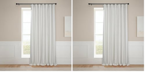 Image of HPD Half Price Drapes - Faux Linen Curtains for Living Room (2 Panels) - 100W X 96L - Extra Wide Textured Room Darkening Curtains for Bedroom 96 Inches Long - Drapes for Home Decor, Birch