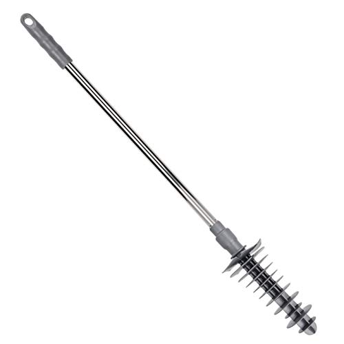 Image of Haofy Toilet Plunger Long Handle Toilet Dredge Bathroom Blockage Unblocker Flexible Head Clog Remover Dredge Tool, Stainless Steel Handle with Wall Hook