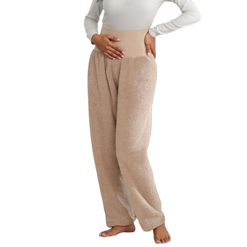 Generisch Pantalones de maternidad para mujer, pantalones de maternidad, de forro polar, pantalones de pijama largos de franela, pantalones de pijama Sherpa forrados para el tiempo libre, pantalones