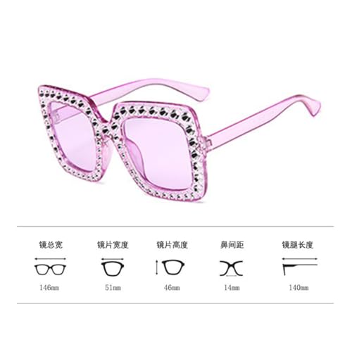 Lunettes de soleil de luxe à strass monture oversize vintage