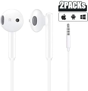 Samsung/Apple Earbuds(2 Pack) Wired 3.5mm White Headset with Microphone, Volume Control, and Call