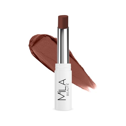 Mila Beauté 24 Hrs Locked In Lips Transfer Proof Lipstick | Enriched With Mango Seed Butter & Hyaluronic Acid | Transfer Proof Formula with Velvety Texture | Smudge Proof & Highly Pigmented | Shade – (Nude Brown, 3.2 g)