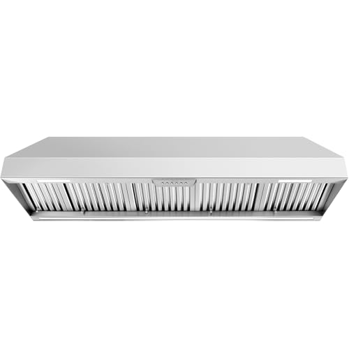 Akicon 60 Inch Range Hood Insert with Heater Sensor, 1200 CFM Ultra-Quiet Stainless Steel Ducted Vent Hood Insert with 4 Speed Fan, Dimmable LED Lights and Dishwasher Safe Filters