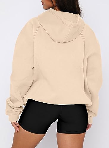 onlypuff Women Pullover Sweatshirt Long Sleeve Hoodies Kangaroo Pocket Fleece Basic Sweater