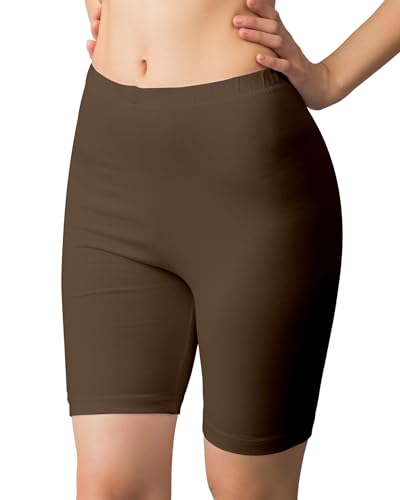 Love My Fashions® Womens Gym Shorts High Waisted Cycling Short Anti Chafing Biker Shorts Gym Running Yoga Brown