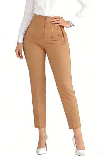 LOVESHOOT Cinnamon Womens High Waisted Pants 2026 Trendy Pleated Straight