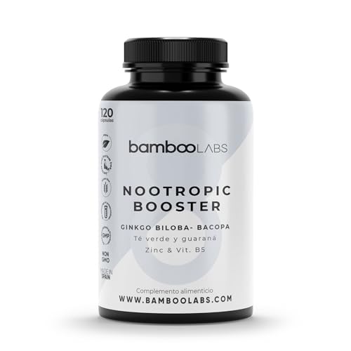 Nootropico Natural con Ginkgo Biloba, Bacopa, Té Verde y Guaraná, 120 Cápsulas, Para la Memoria y la Concentración, Fabricado en España