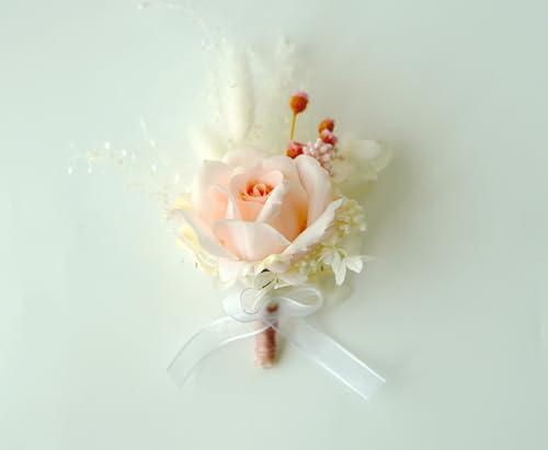 Flor seca para boda y banquete, estilo rústico, corsage y pulsera miniatura 1