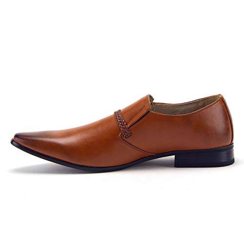 Jazame Men's 98105 Urban Pointed Toe Slip On Belted Loafers Dress Shoes3