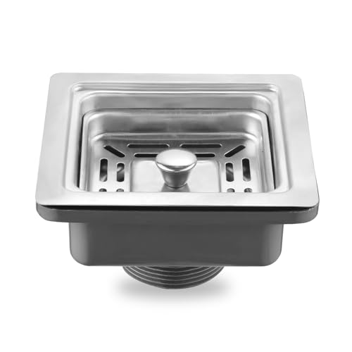 Image of Square Sink Coupling for Kitchen Sink | 3 Layer Coating | Stainless Steel Kitchen Sink Coupling Drain Outlet and Connector | Rust & Corrosion Proof - Silver