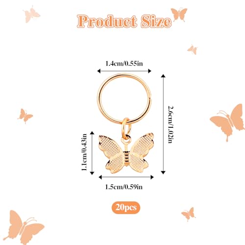 20Pcs Hair Accessories for Braids Butterfly Hair Clips Golden Dreadlock Accessories Hair Jewelry for Women Braids Butterflies Hair Cuffs Charms Rings Hair Charms for Braids Butterfly