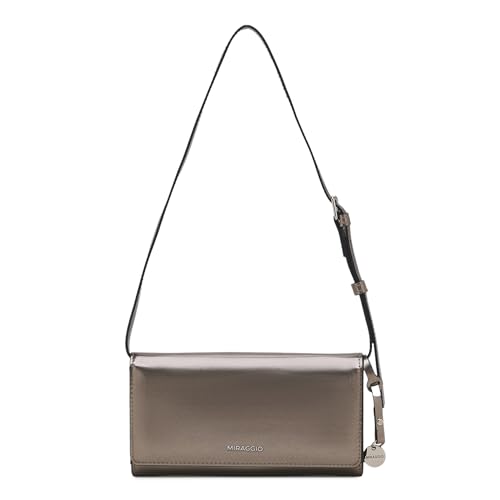 Image of Miraggio Carly Wallet with Adjustable & Detachable Strap | Two Main Compartments | 4 Card Slots | Women Wallets | Gift Items for Women (Silver)