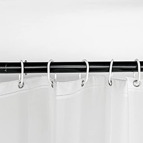 Frosty White PEVA Shower Curtain, Waterproof Bathroom Curtain Liner, Mildew Resistant Curtain with 12 Hooks - Image 2