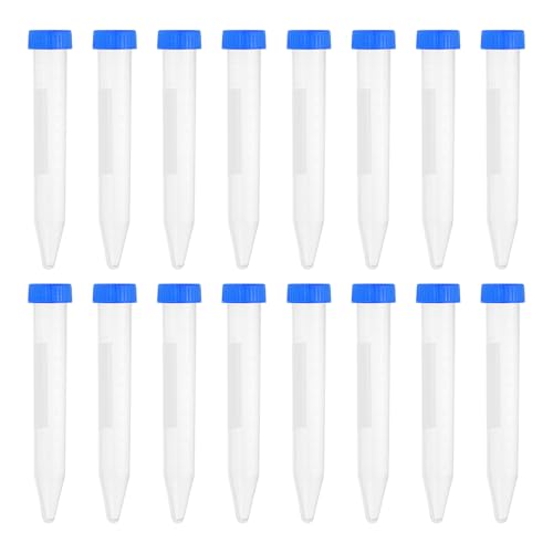 Image of PATIKIL 15ML Plastic Centrifuge Tubes, 200 Pcs Conical Test Tube Container with Leak-Proof Blue Screw Caps and Graduated Marks for Laboratory Liquid
