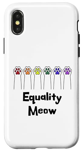 Igualdad Meow Gay Pride Rainbow Cat Paws para LGBT y LGBTQ Carcasa para iPhone X/XS