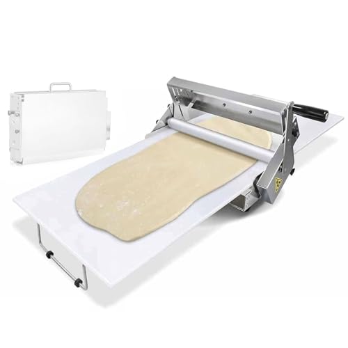 SHENGSHIYU Laminadora de Pasta Plegable,Manual de Acero Inoxidable de 30 cm para Mostrador,Laminadora de Masa con Grosor Ajustable para Preparar Masa de Hojaldre de Panadería,RS201