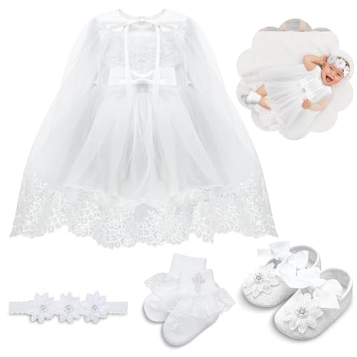 5 Pcs Baby Girls Baptism Outfit and Accessories