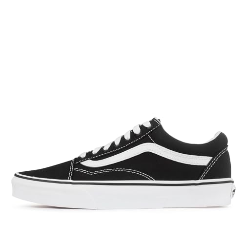 Vans Vans Unisex Old Skool Classic Skate Shoes, (Canvas) Black/True White, 11 Women/9.5 Men