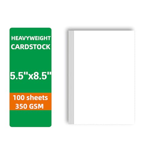 YIXUNHL 100 Sheets White Cardstock Thick Paper - Blank Heavy Weight 350gsm Cover Card Stock for Invitations,Stationery Printing,Scrapbooking,Crafts,DIY Cards, Paper Crafting (5.5x8.5 Inches)