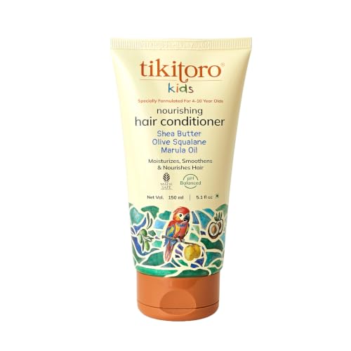 Image of Tikitoro Kids Nourishing Hair Conditioner with Shea Butter, Olive Squalane & Marula Oil | Gentle Detangling Conditioner | Smoothens & Hydrates | (Age: 4+) (150 ml x 1)