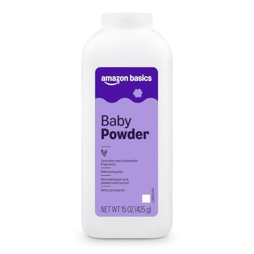Amazon Basics Lavender and Chamomile Cornstarch Baby Powder Hypoallergenic 15 oz 1 Pack