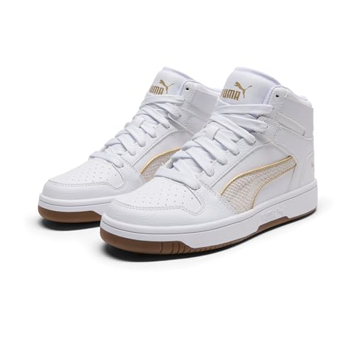 Image of PUMA Women's Rebound Layup Mid Shoes, White-Gold AH25, 11