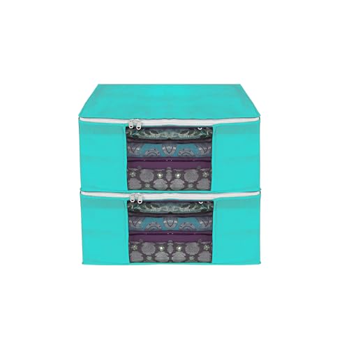 Image of AI ANKIT INTERNATIONAL Saree Cover Bag /Solid Green Saree Cover Bag /Saree Covers For Storage /Pack of 2