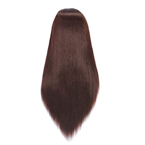 Hairingrid 26"-28" Mannequin Head Hair Styling Training Head Manikin Cosmetology Doll Head Synthetic Fiber Hair and Free Clamp Holder Stand (R71919LB0420) Dark brown-