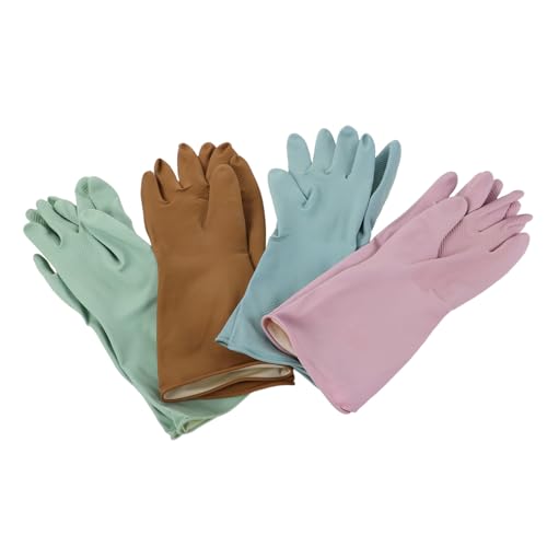 Genérico 4 Pares Guantes de Látex Impermeables para Lavar Platos Antideslizantes Reutilizables Resistentes y Elásticos para Limpieza Doméstica Cocina Baño Jardinería
