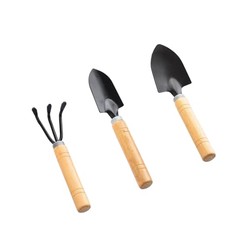 Benepoint 3Pcs Gardening Tools, Mini Tool Set Indoor Garden Kit Miniature Gardening Rake|Trowel |Shovel for Gardening Supplies (Thick Handle)