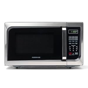 Farberware FM09SSE Classic Countertop Microwave Oven 900-Watt with LED Lighting, Child Lock, Easy Clean Interior, 0.9 Cu. Ft, Stainless Steel