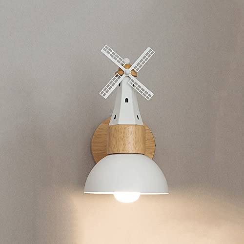 Lámpara de techo, aplique de pared, apliques de pared, lámpara de pared de metal, lámpara de pared de molino de viento blanca con personalidad, apliques de pared de madera minimalistas creat