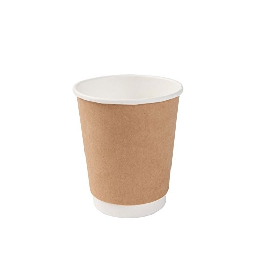 BIOZOYG Karton Doppelwand Kaffee Trinkbecher Einweg Bio I 500 Stück to Go Pappbecher innen weiß, Außenwand braun unbedruckt 200 ml / 8 oz I 100% biologisch abbaubar, Zertifiziert kompostierbar