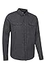 Mountain Warehouse Trace Mens Flannel Long Sleeve Shirt - Lightweight & Breathable Casual Checks Shirt in 100% Cotton with Buttoned Front Pockets - for Travel & Walking Dark Grey 3XL #1