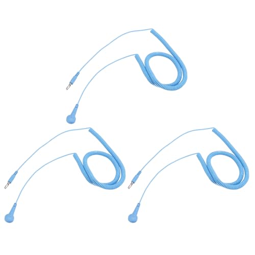 Image of MECCANIXITY ESD Grounding Cable Cord 400cm /157 Inch Long,Anti-Static Ground Wire Cable Lantern Tip + Buckle for Eliminate Conductor Electrostatic,Pack of 3(Blue)
