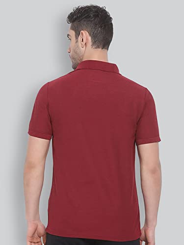 Lux Nitro Men's Maroon Cotton Polo T-Shirt with Pocket (Size : Medium)