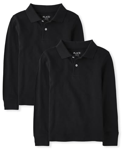 Image of The Children's Place Boys Uniform Long Sleeve Pique Polo