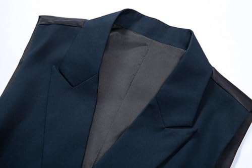 Colete masculino, lapela temperamento duplo breasted ajuste fino sem mangas terno colete, trabalho f