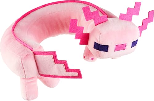 Image of Mattel Minecraft Axolotl Neck Pillow, Plush Toy | Stuffed Toy with Sounds for Travel, Comfort & Play, For Kids & Collectors (Amazon Exclusive)