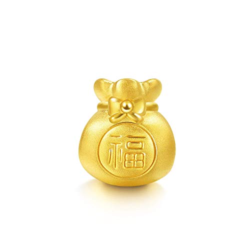 CHOW SANG SANG 999 24K Solid Gold Blessing Bracelet, Fortune Bag Charm Red Bracelet for Women 89197C4